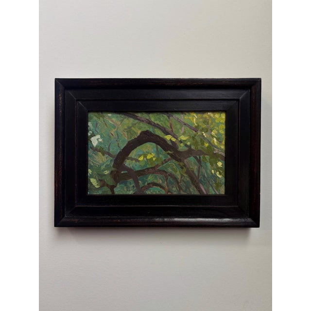 Contemporary Komorebi by Brad Davis | Oil on Panel Depiction of sunlight filtering through tree branches For Sale - Image 3 of 4