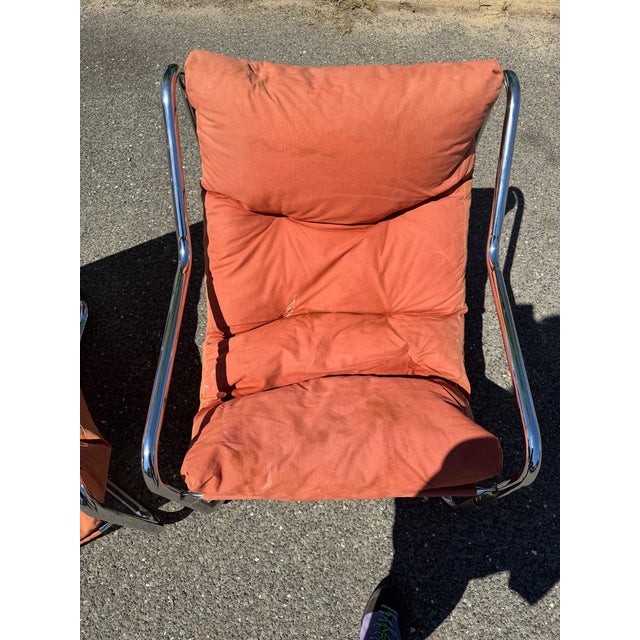 Mid-Century Modern 1970s Unarco Chrome Sling Chair Pair For Sale - Image 3 of 8
