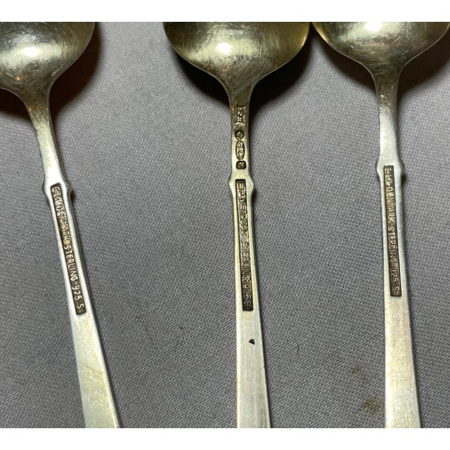 1940s Six Signed Elo Denmark Sterling Silver Gilt Guilloche Enamel Demi-Tasse Spoons For Sale In New York - Image 6 of 12