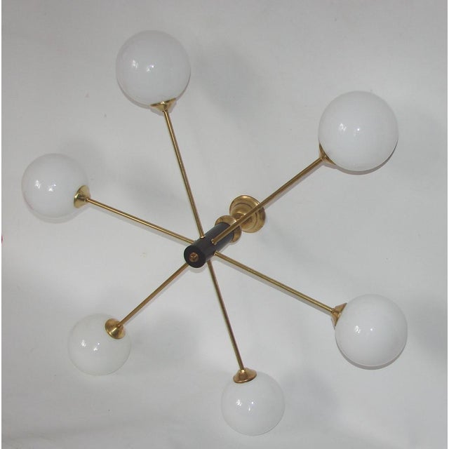 1960s Vintage Chandelier in Brass, Glass and Metal by Stilnovo, 1960s For Sale - Image 5 of 9
