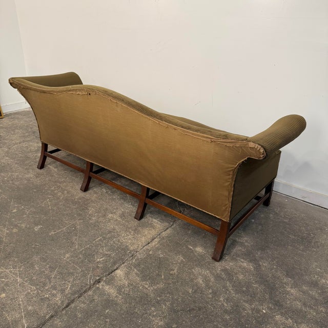 Antique English Chippendale Style Camelback Sofa For Sale - Image 4 of 10