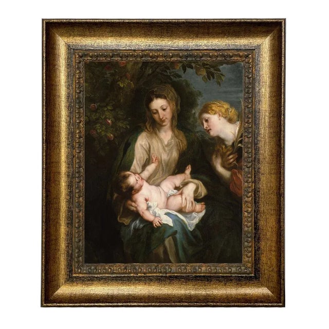 Not Yet Made - Made To Order Virgin Mary and Child With St. Catherine Print on Canvas 11x14", Framed For Sale - Image 5 of 5