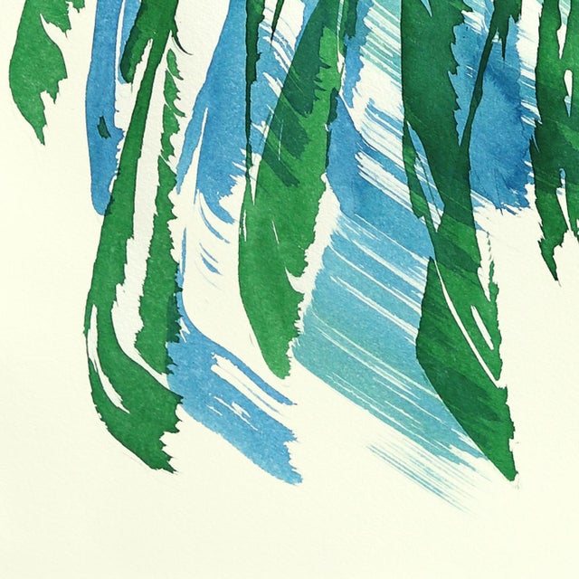 The Blue Green Dress 1 - Abstract Minimalist Figurative Ink Painting on Paper by Bettina Mauel For Sale - Image 4 of 7