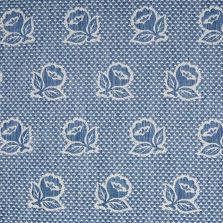 Schumacher Fleurette Fabric in Denim For Sale