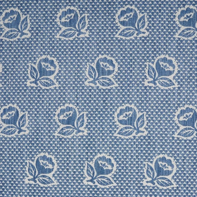 Schumacher Fleurette Fabric in Denim For Sale