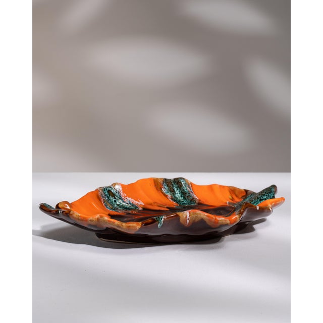 Burnt Orange 1960s France Burnt Orange Ceramic Platter For Sale - Image 8 of 15