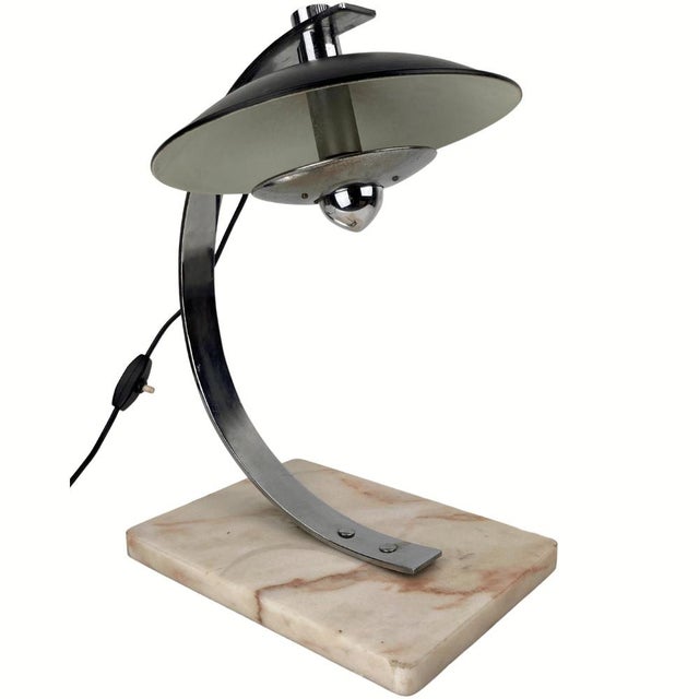 Chrome Desk or Table Lamp with Pink Marble Base, 1950s For Sale - Image 18 of 18