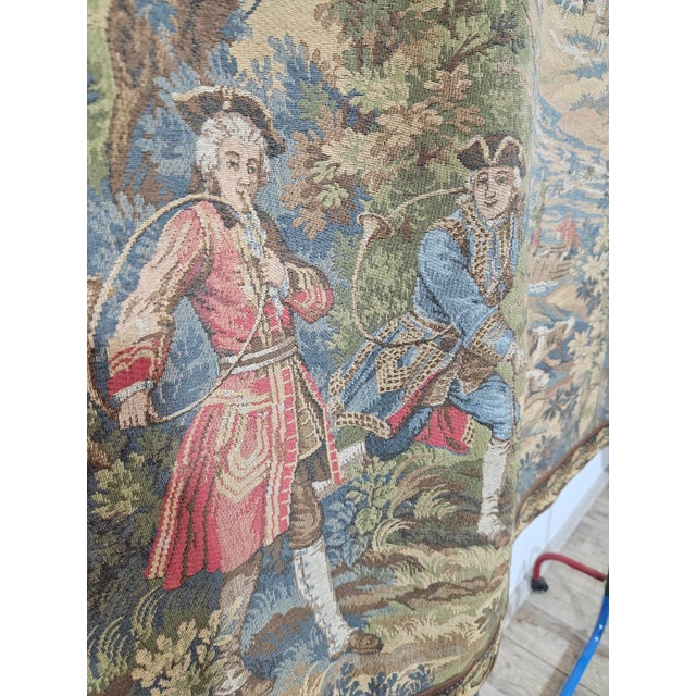 Beige Tapestry with Hunting Motif in the style of Aubusson from JP Paris, 1970s For Sale - Image 8 of 18