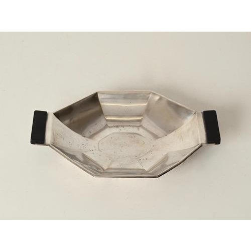 Art Deco Geometric Silver-Plated and Wood Centerpiece attributed to Original Wellner, 1930s For Sale - Image 4 of 13