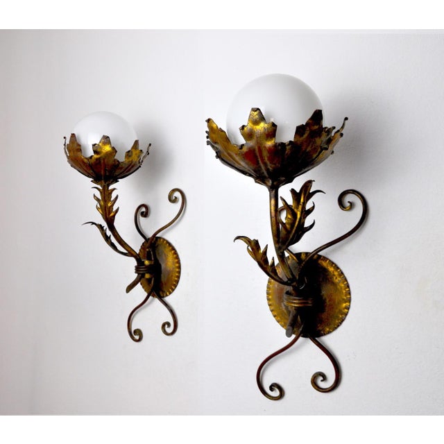 Floral Sconces by Ferro Arte, Spain, 1960s, Set of 2 For Sale - Image 9 of 9