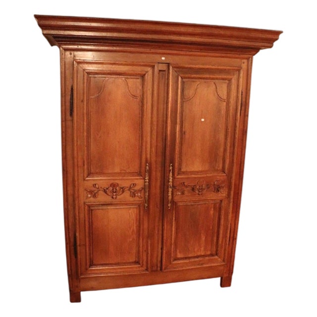 Antique French Provincial Armoire in Light Wood, 1880 For Sale