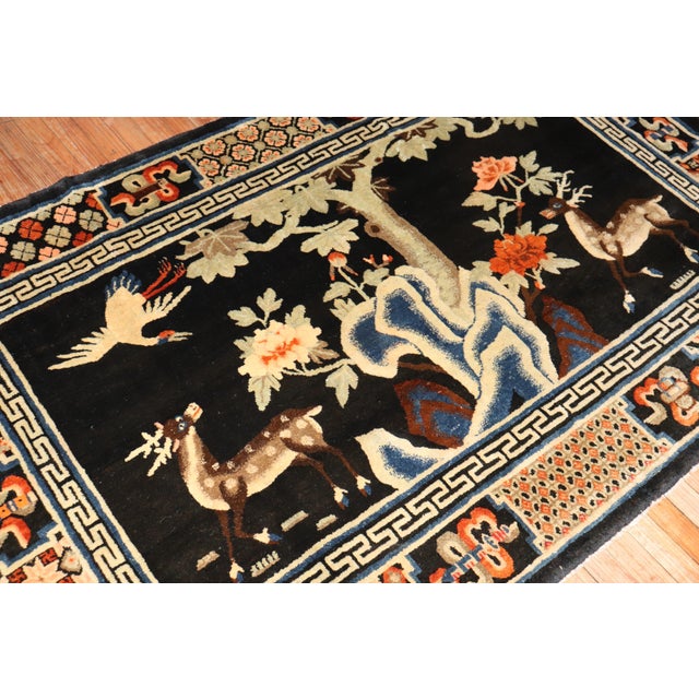 Textile Early 20th Century Zabihi Collection Chinese Batou Pictorial Rug - 4'4" x 6'9" For Sale - Image 7 of 10