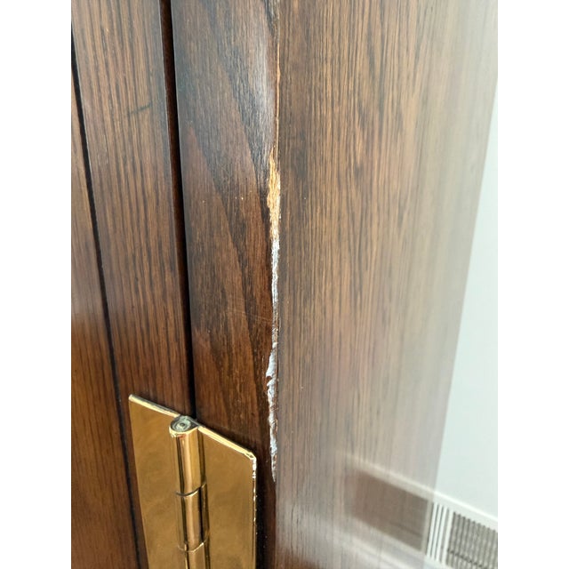 Wood 1970s Henredon “Scene One” Campaign Style Oak Armoires For Sale - Image 7 of 18