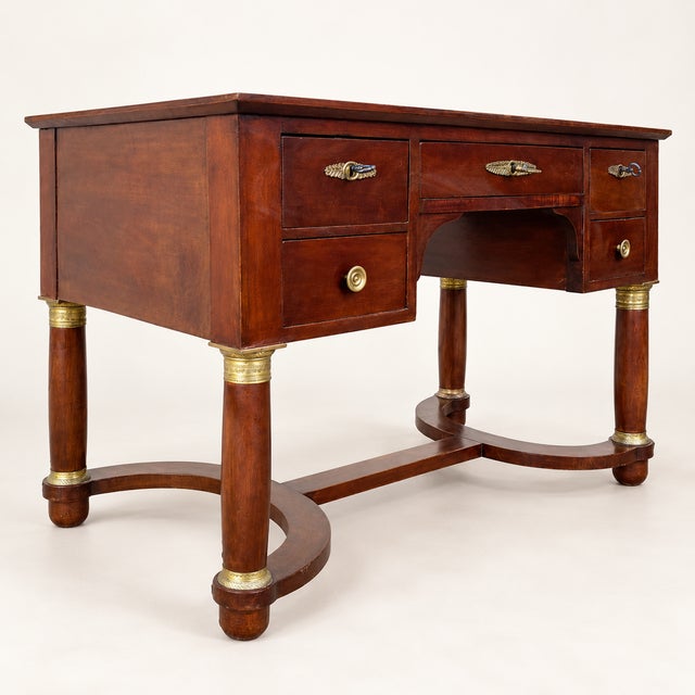 19th Century Empire Mahogany Flat Desk, 1890s For Sale - Image 5 of 10