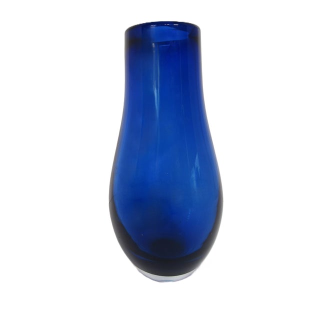 Mid 20th Century Mid-Century Blown Glass Vase Cobalt Blue 9" For Sale - Image 5 of 11