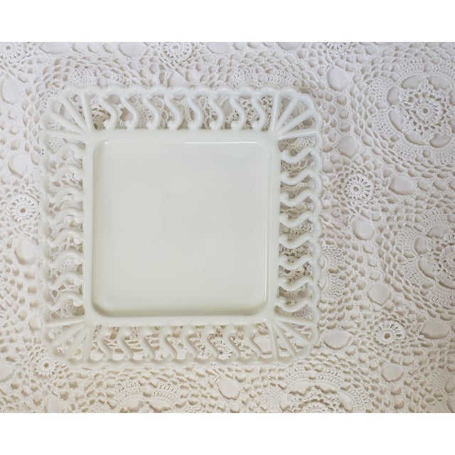 1950s Decorative Square Milk Glass Plate Wall Decor Chairish