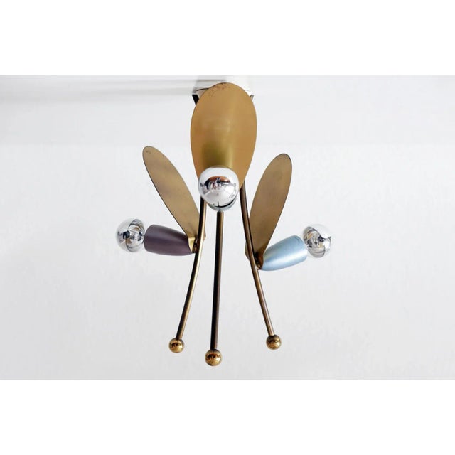 German 3-Arm Sputnik Flush Mount or Ceiling Lamp, 1950s For Sale - Image 9 of 18