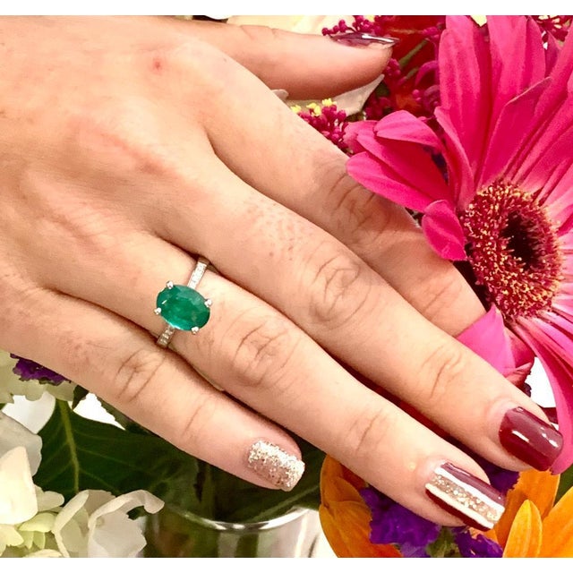 Green Emerald Diamond Ring 14k Gold 1.83 TCW Certified For Sale - Image 8 of 9