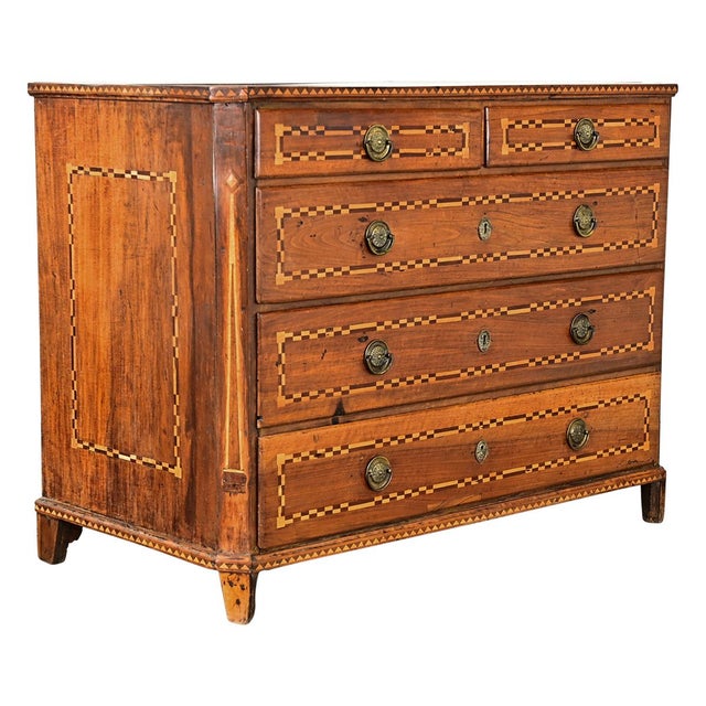 Wood Italian 19th Century Inlay Walnut Commode For Sale - Image 7 of 15