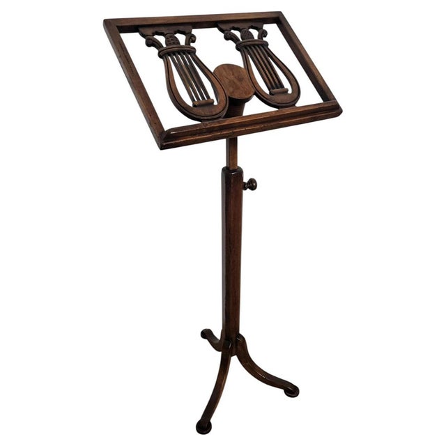 Italian Wooden Lyre Shaped Adjustable Floor Book Stand, 1980s For Sale - Image 9 of 9