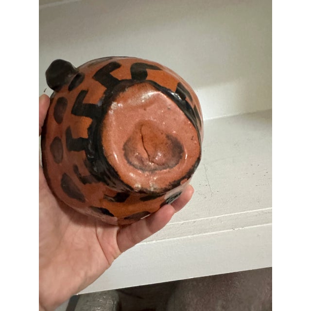 Abstract Abstract Brown and Black Hand-Painted Jug For Sale - Image 3 of 5