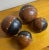 Late 20th Century Late 20th Century Brass Studded Leather Clad Wood Decorative Balls Spheres Orbs- Set of 4 For Sale - Image 5 of 11