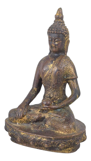 19th Century Seated Buddha Figure in Gilt Bronze with Meditative Pose, Asia