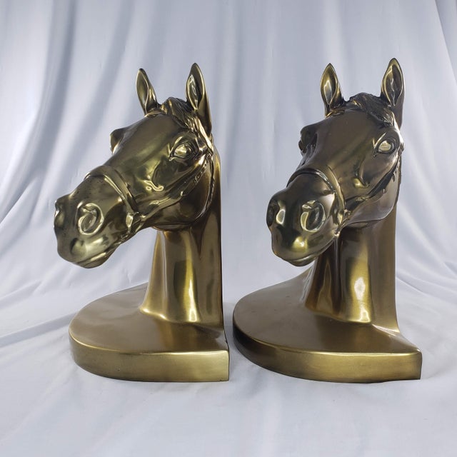 Vintage Pmc 89b Horse Head Brass Gold Tone Bookends a Pair Chairish