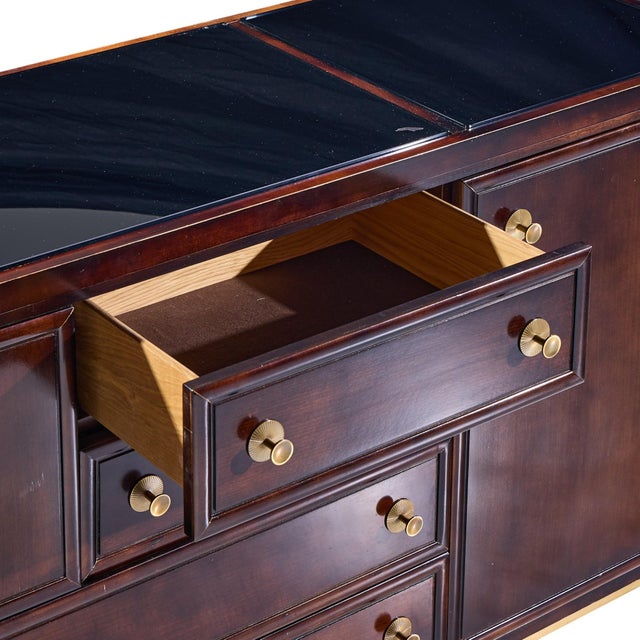 Wood Late 20th Century Laura Kirar for Baker Dansu Walnut and Brass Credenza For Sale - Image 7 of 11