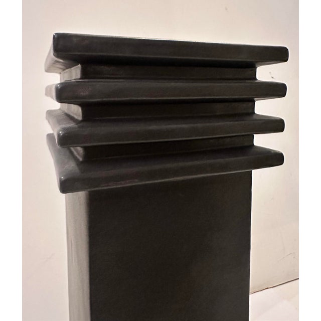 Jahnus Studio Pottery Tall Black Vase For Sale - Image 4 of 7
