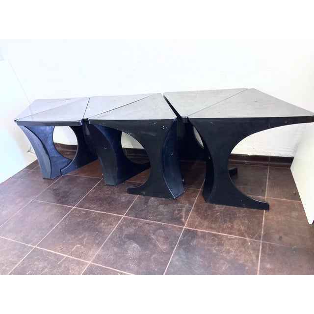 Black Plastic Modular Triangel Dining Tableby attributed to Peter Ghyczy, 1970s For Sale - Image 16 of 17