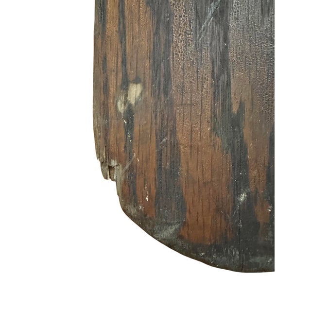 Antique Early 20th Century Hand Painted Monogrammed Wooden Canoe Paddle / Boat Oar With Olive Green, White & Black Striping, Circa 1920 For Sale - Image 11 of 11