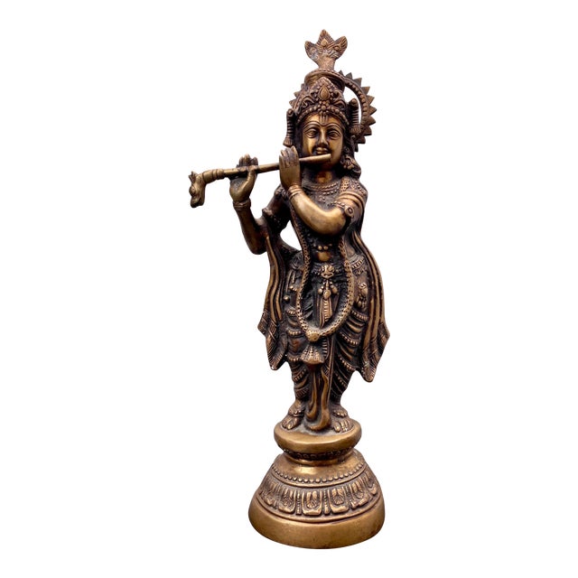 Vintage Lord Krishna Bronze Statue Chairish
