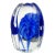 Vintage Murano Fratelli Toso Blue Sapphire Flowers Italian Art Glass Tall Sectioned Paperweight For Sale