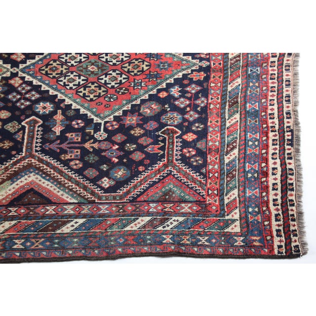 Navy Blue Antique Deep Indigo Field Tribal Rug With Triple Medallions – Circa 1880–1900 -5' 1'' X 8' 2'' For Sale - Image 8 of 13