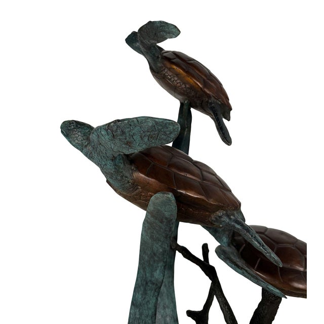 Four Sea Turtles, Large Bronze Sculpture – 62” H For Sale - Image 4 of 8