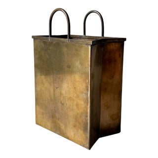 Circa 1960s Gio Ponti Italian Brass Shopping Bag Vase For Sale