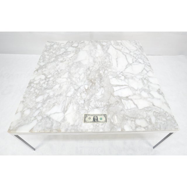 Solid Stainless Steel Marble Top 42x42 Square Mid Century Modern Coffee Table For Sale - Image 13 of 15