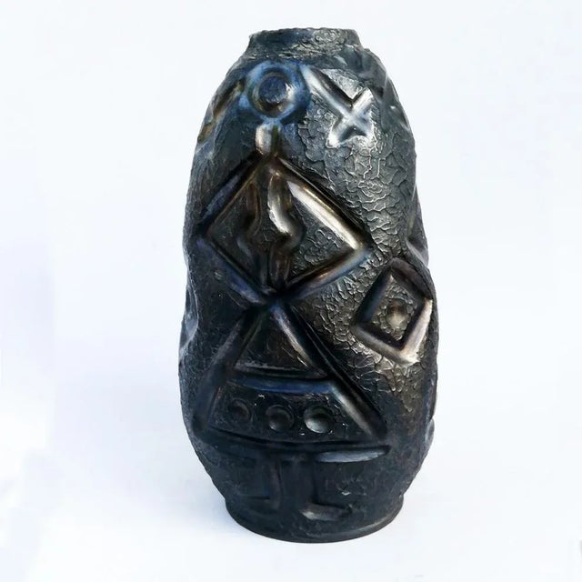 Black Pottery Vase from Coperativa OLTUL Miercurea-Ciuc, 1950s For Sale - Image 6 of 6