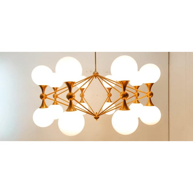 16 Light-Chandelier in Brass with Spheres For Sale - Image 16 of 18