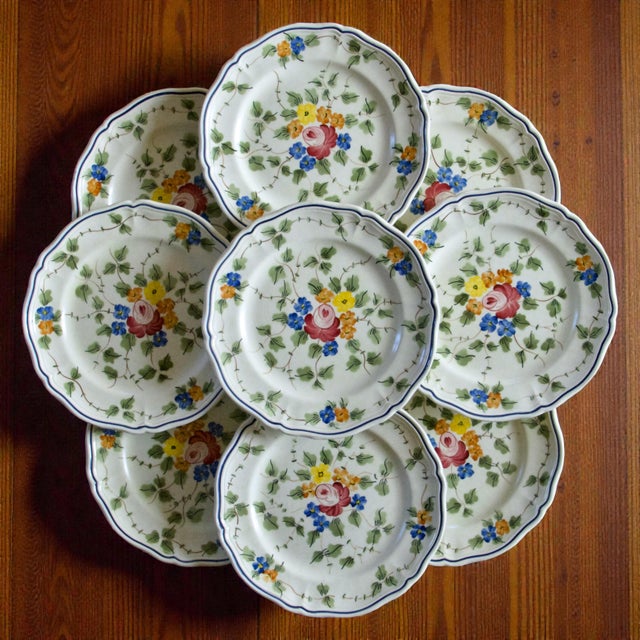 White Vintage French Dessert Plates from Longchamp, 1950, Set of 9 For Sale - Image 8 of 8