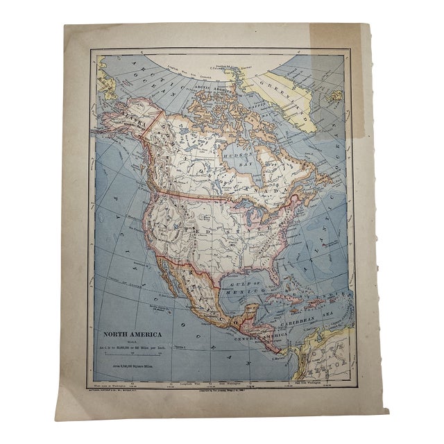 1883 Antique North America Map For Sale