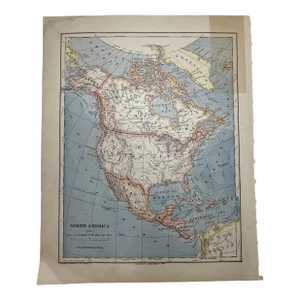 1883 Antique North America Map