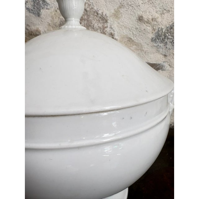 Antique French White Porcelain Soup Tureen With Pinecone Finial For Sale - Image 4 of 11