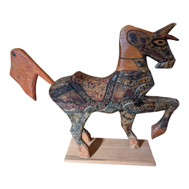 1920's North African Carved Wood Horse For Sale
