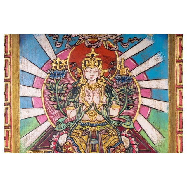 Embossed Painting with Decorated Frame Depicting White Tara For Sale - Image 3 of 9