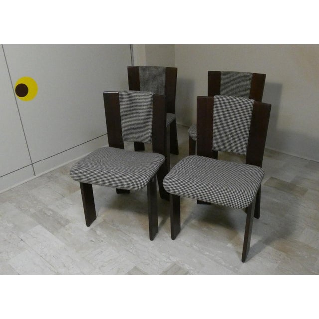 Chairs in Wood and Tweed by Acerbis International, Italy 1980s, Set of 4 For Sale - Image 6 of 18