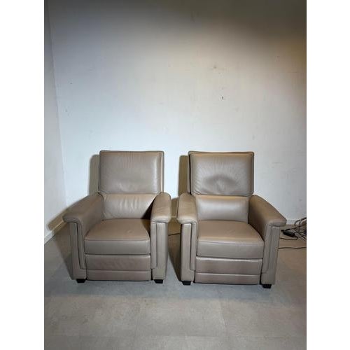 Electric Relax Chairs in Taupe Leather, Set of 2 For Sale - Image 4 of 8