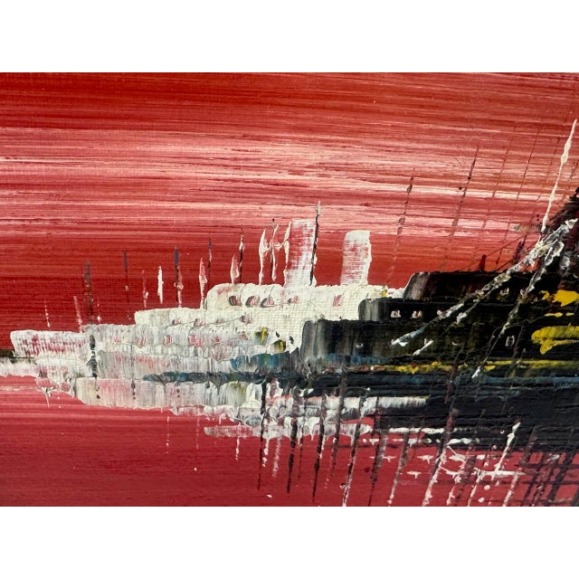 Mid-Century Modern V. Vette, Skyscrapers, Oil on Canvas, 1950s, Framed For Sale - Image 3 of 13