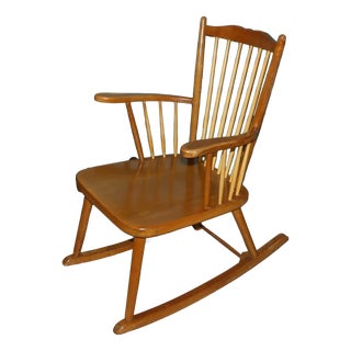Vintage Rocking Chair with Locking Mechanism in Wood, 1890s For Sale